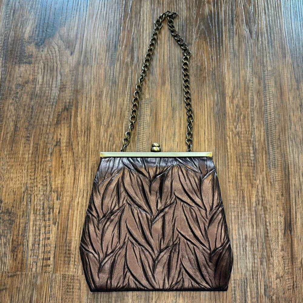 Jessica McClintock Textured Brown Shoulder Bag